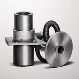 the large, metal objects are being assembled into an assembly