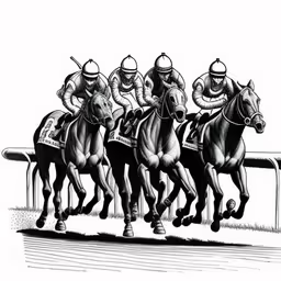 the line of jockeys are racing their horses,the jockeys are on their horses at the start line
