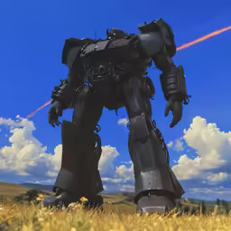 large, heavy - armored, heavy - armored machine with fire coming from its mouth