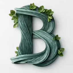 green swirl shape with leaves floating around it
