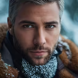 the man has gray hair and a beard