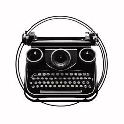 an old - fashioned black typewriter with no cover