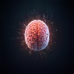 a glowing, glowing brain with bright red sparklers in the shape