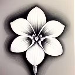 a white flower that is on a gray surface,a drawing of a flower on gray paper