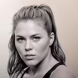 the female model poses in her black and white photo
