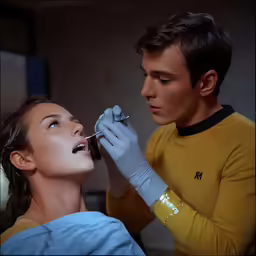 a woman getting her teeth checked with an oxygen device