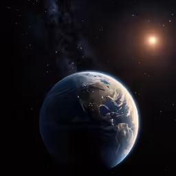 a large and bright orange object in space