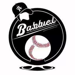 baseball ball with hat and bat in black background,a baseball is on the shelf next to a logo