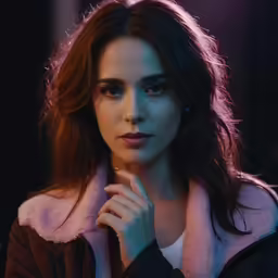 a woman wearing black stands in a room