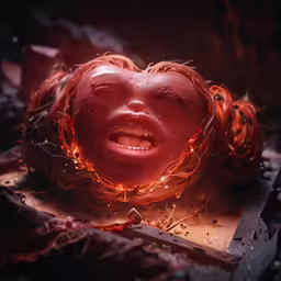 a dummy is lying down with eyes open and glowing string