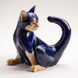 a close up of a ceramic cat on a table