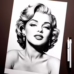 a drawing of marilyn monroe is shown with markers