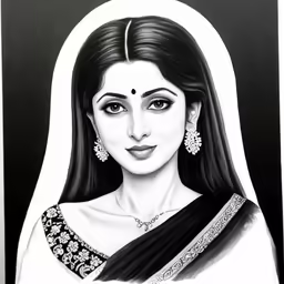 a drawing of an indian girl wearing a necklace