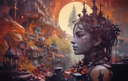 an art work of a woman in an artistic setting