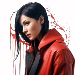 an image of a girl with blood on the background