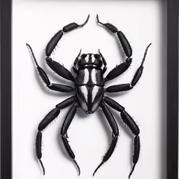 a framed insect with long antennae is displayed