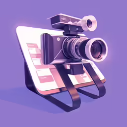 an old camera with two long legs sitting on top of it