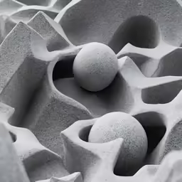 some spheres are shown in this monochromatic picture