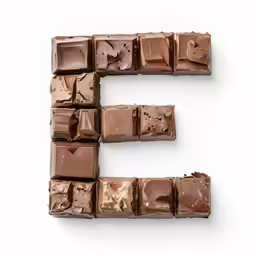 the letter e made up of chocolate bars