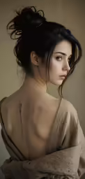 a lady wrapped in a towel with lots of hair