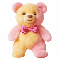 a stuffed animal teddy bear wearing a pink bow
