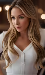 a woman in white posing for a picture