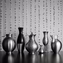 different shapes and sizes of vases on a counter