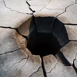 a crack in concrete looks like it could be made into a hole