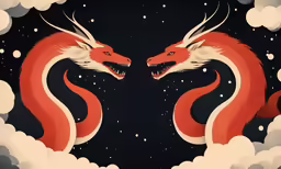 two red foxes face each other in the dark