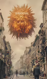 this is the city with a person walking in front of it