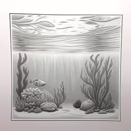 a drawing of a coral reef with corals and coral reefs