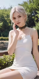 a beautiful young lady sitting on top of a bench
