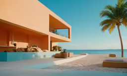 a house sitting on top of a sandy beach