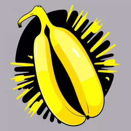 a banana sitting on top of a gray and black circle