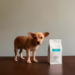 the small puppy is looking at the photographer