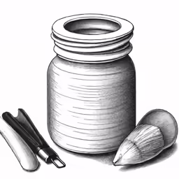 drawing a jar of clay and a knife