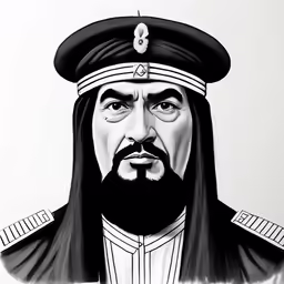 a drawing of an old man with long hair and beards