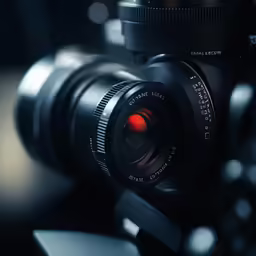 a close - up view of a professional camera lens