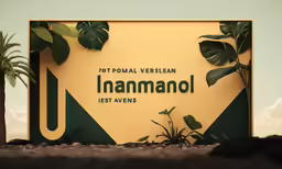 a sign for an inn with green leaves