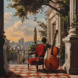 an image of a man that is sitting down playing the cello