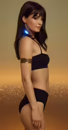 the young woman in black swimsuit poses for a photo