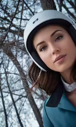 woman in a helmet looking into the camera
