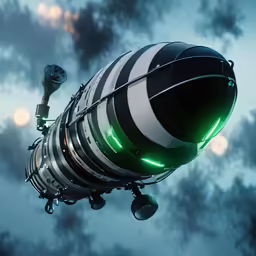 an alien like device in the sky with lights