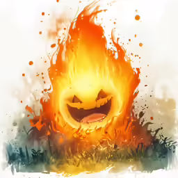 an image of a fire burning and laughing