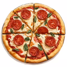 a pizza with tomatoes and mozzarella on it