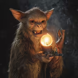 a close up of an animal with a lit candle