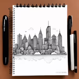 a drawing of a city skyline