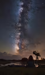 a person looking at a star filled sky