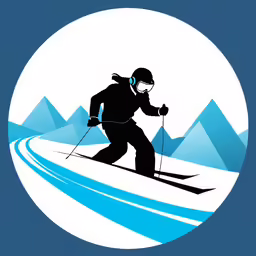 a skier going downhill in a white circle