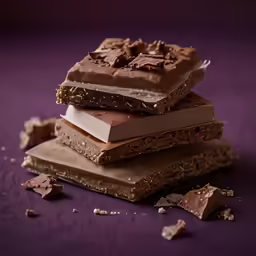 several pieces of chocolate, each with one single piece taken out